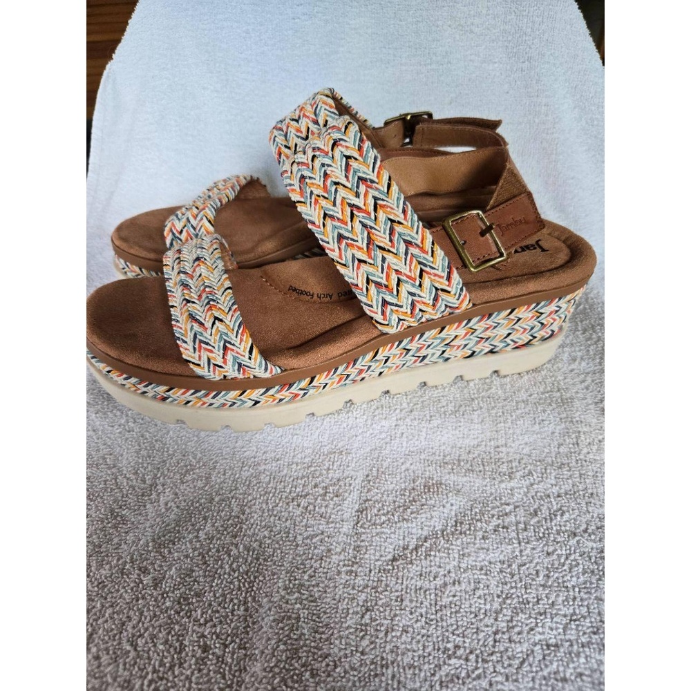 Jambu Destiny Sandals 8.5M Multicolor Wedge Braided Straps Chunky Sole Boho - Picture 3 of 9